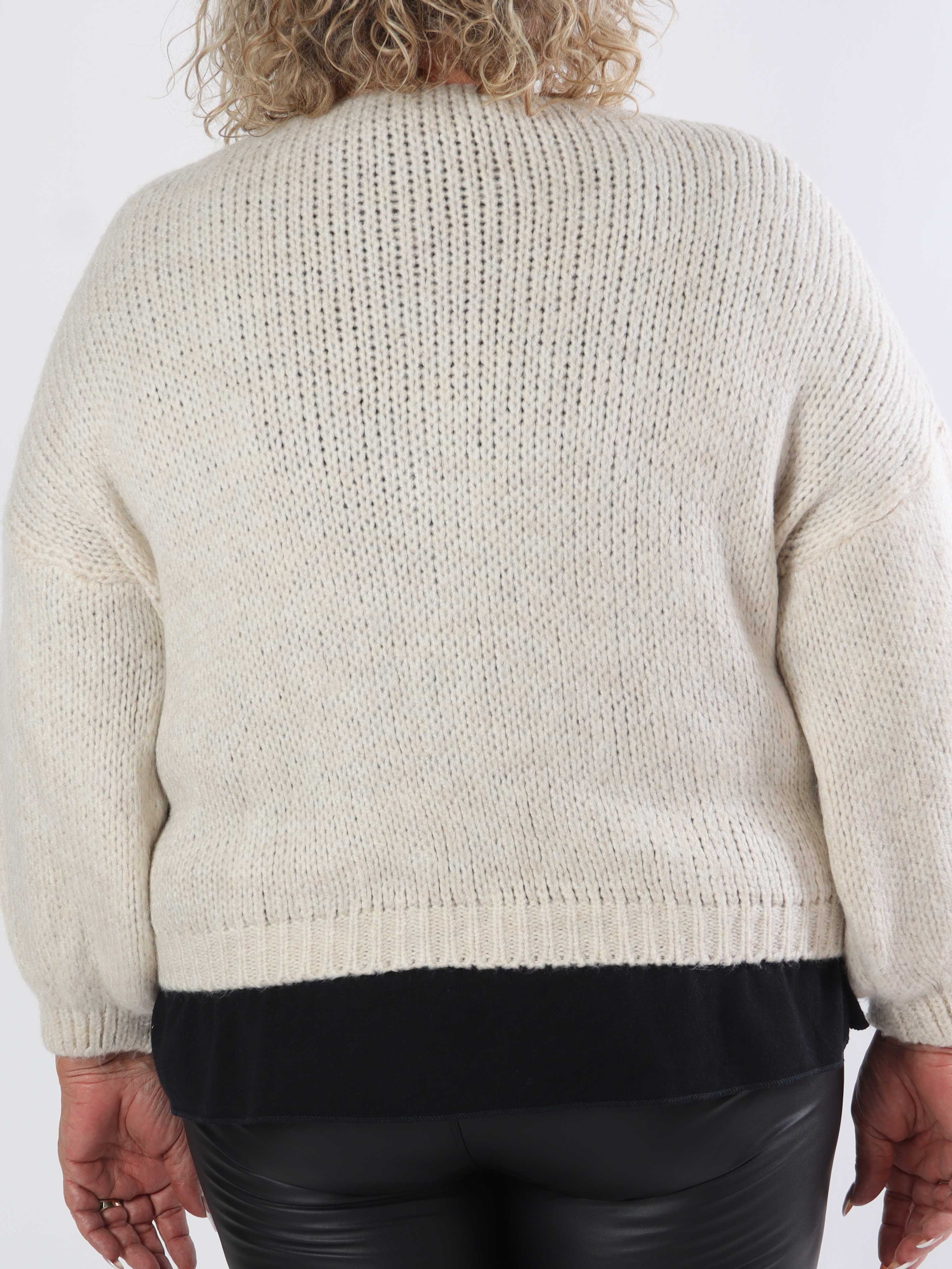 Kimberly - Söt stickad kofta i plusstorlek med rosetter